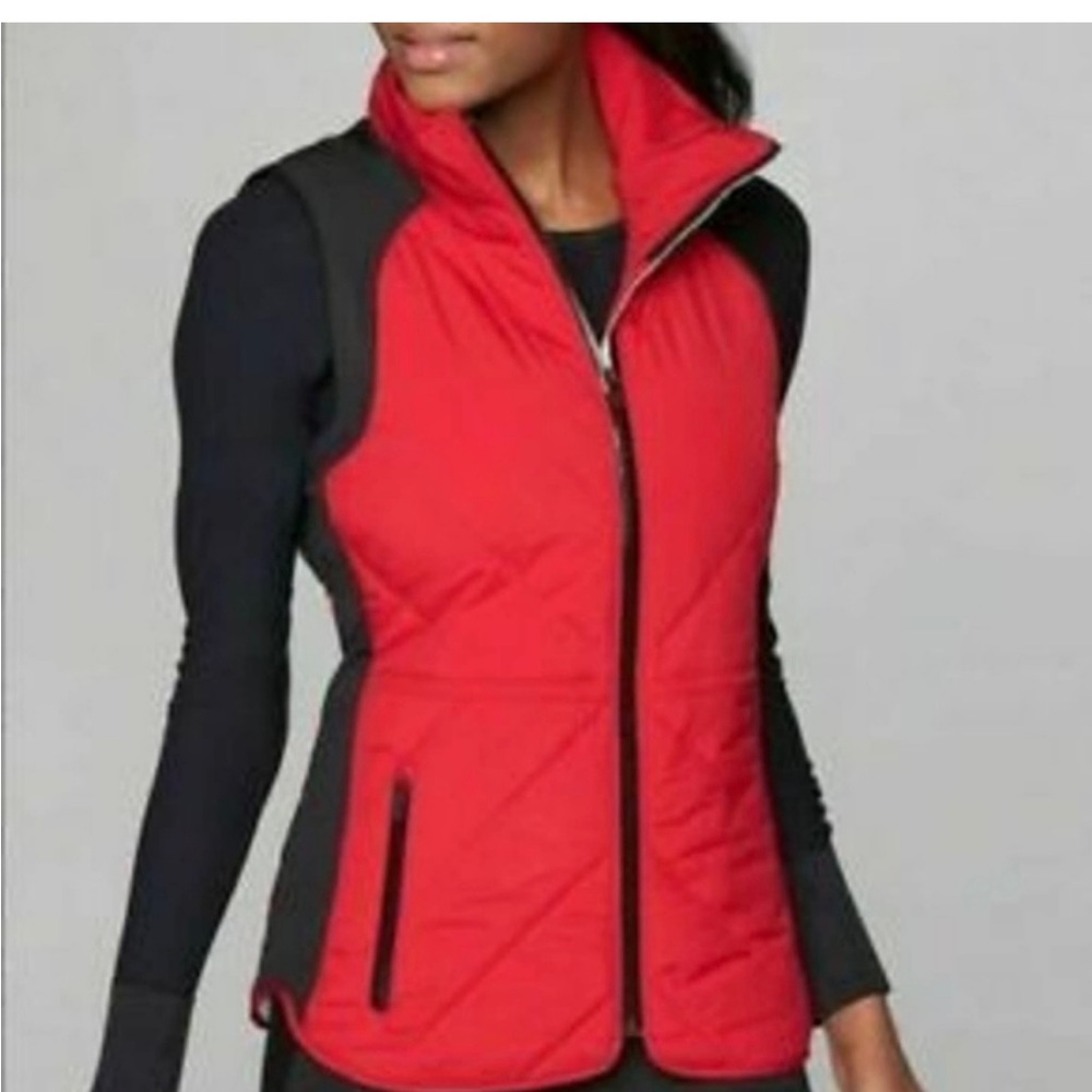 Athleta Red and Black Quilted Performance Vest